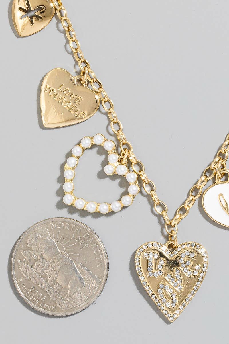 Assorted Love Heart Charm Necklace