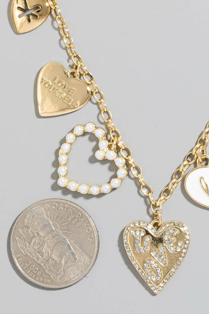 Assorted Love Heart Charm Necklace