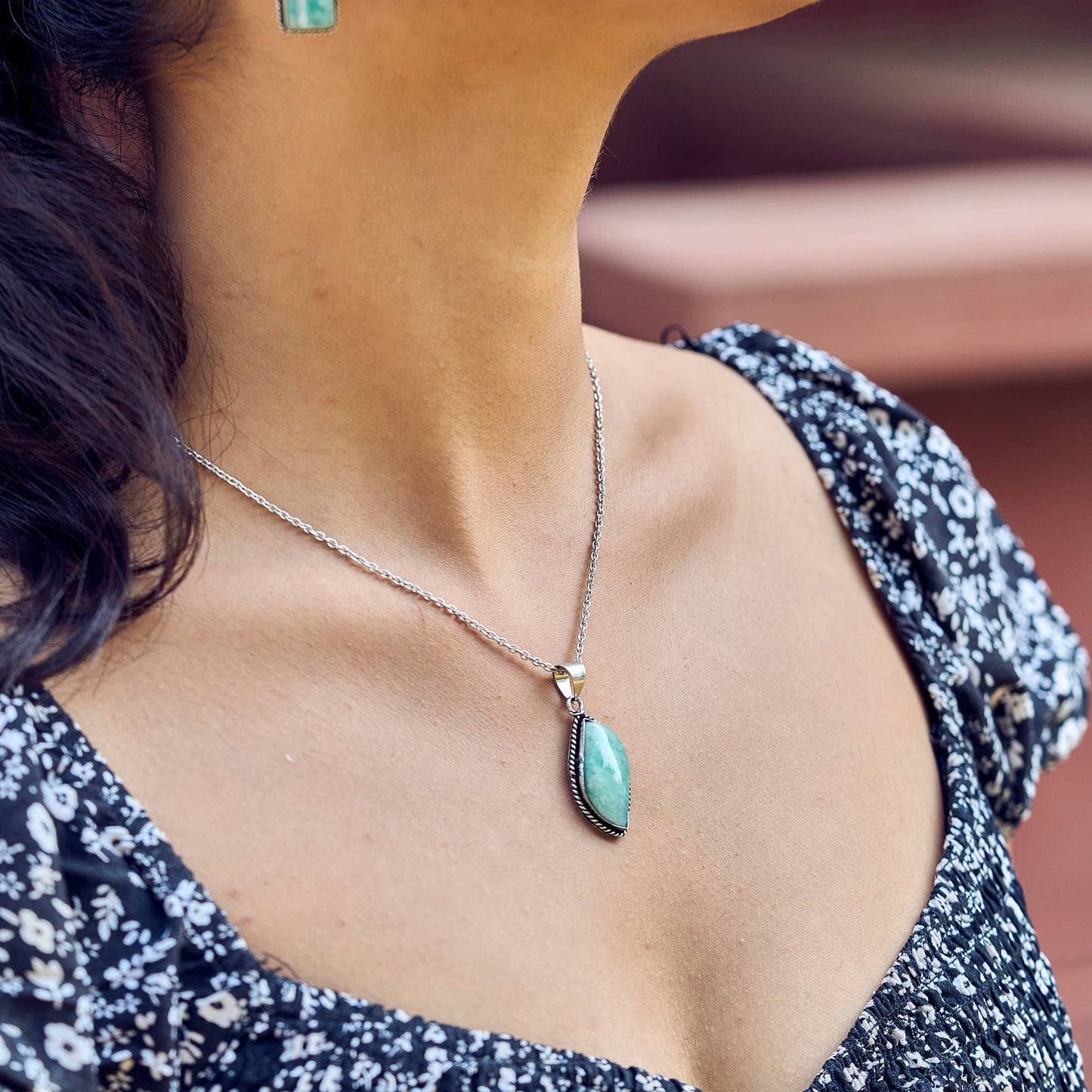 Handcrafted Semiprecious Stone Necklace - Amazonite - With Purpose Boutique