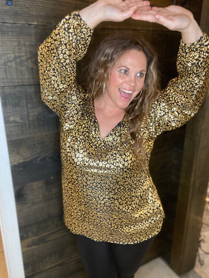 Leopard and gold extra top