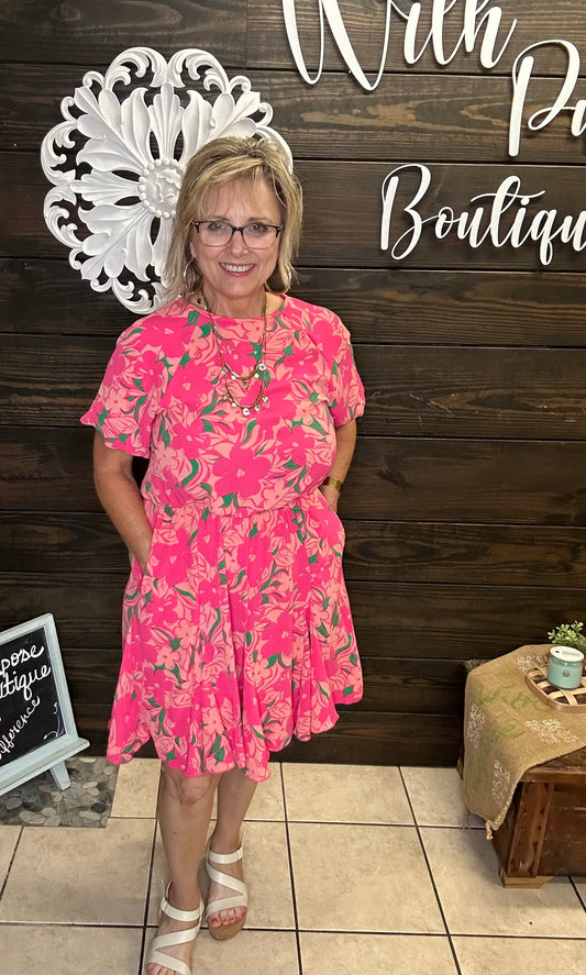 Flower Power Puff Sleeve Dress