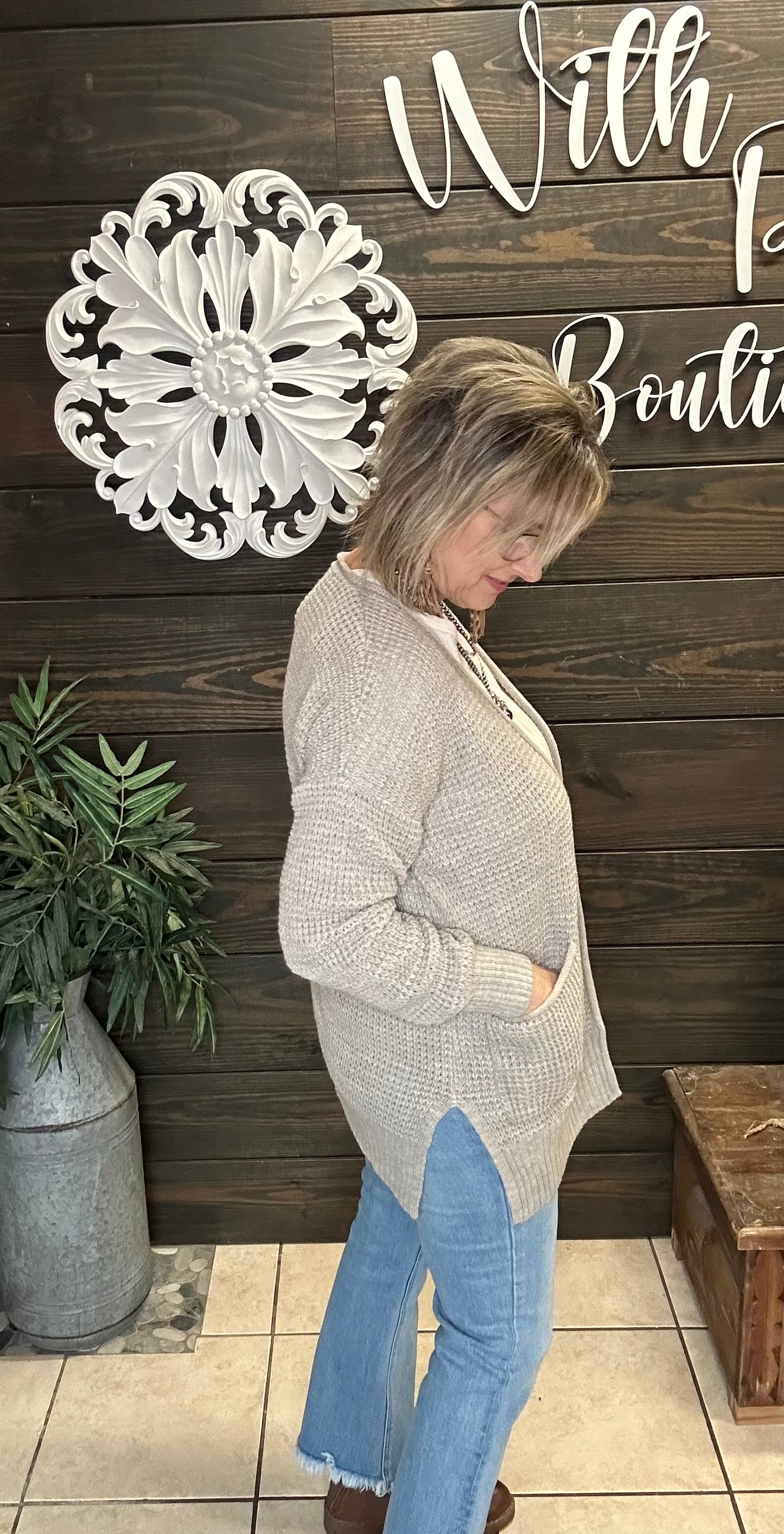 Waffle Knit Cardigan - With Purpose Boutique