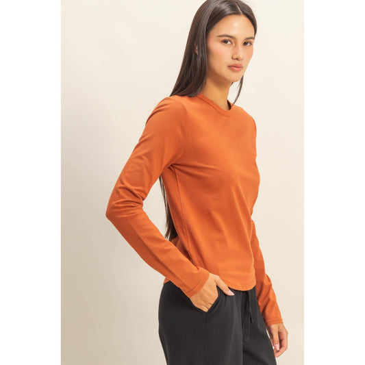 Long Sleeve Round Hem Top - With Purpose Boutique