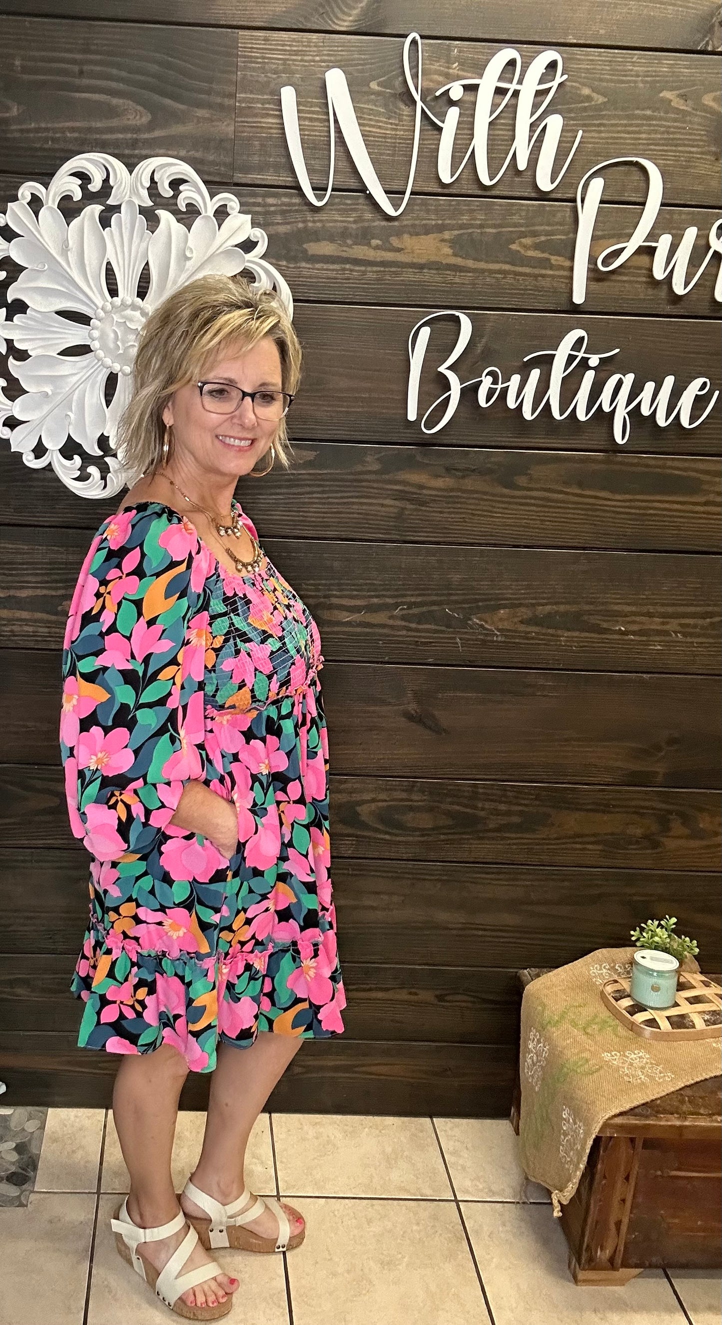 Smocked Button Babydoll Dress