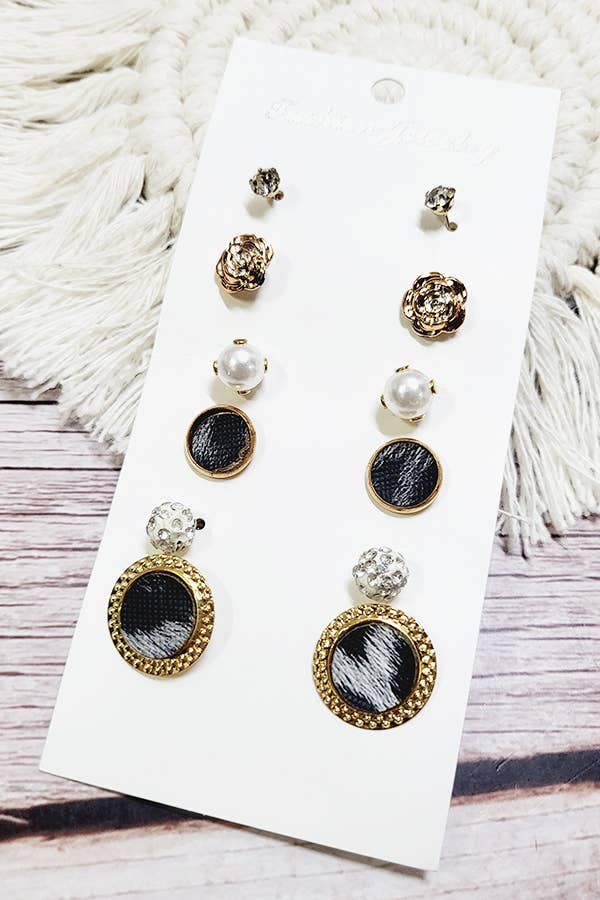 Animal Print Stud Earrings Set - With Purpose Boutique