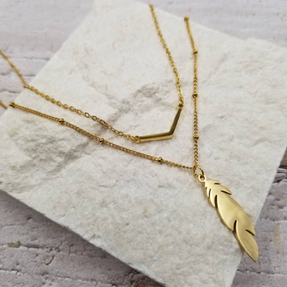 Layered Leaf Necklace