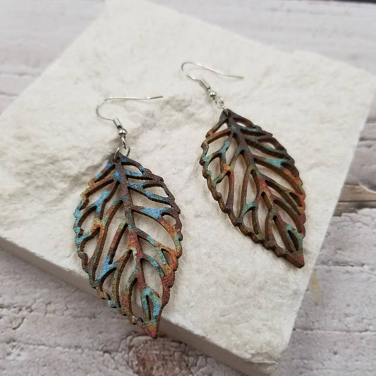 Bohemian Wood Leaf Earrings