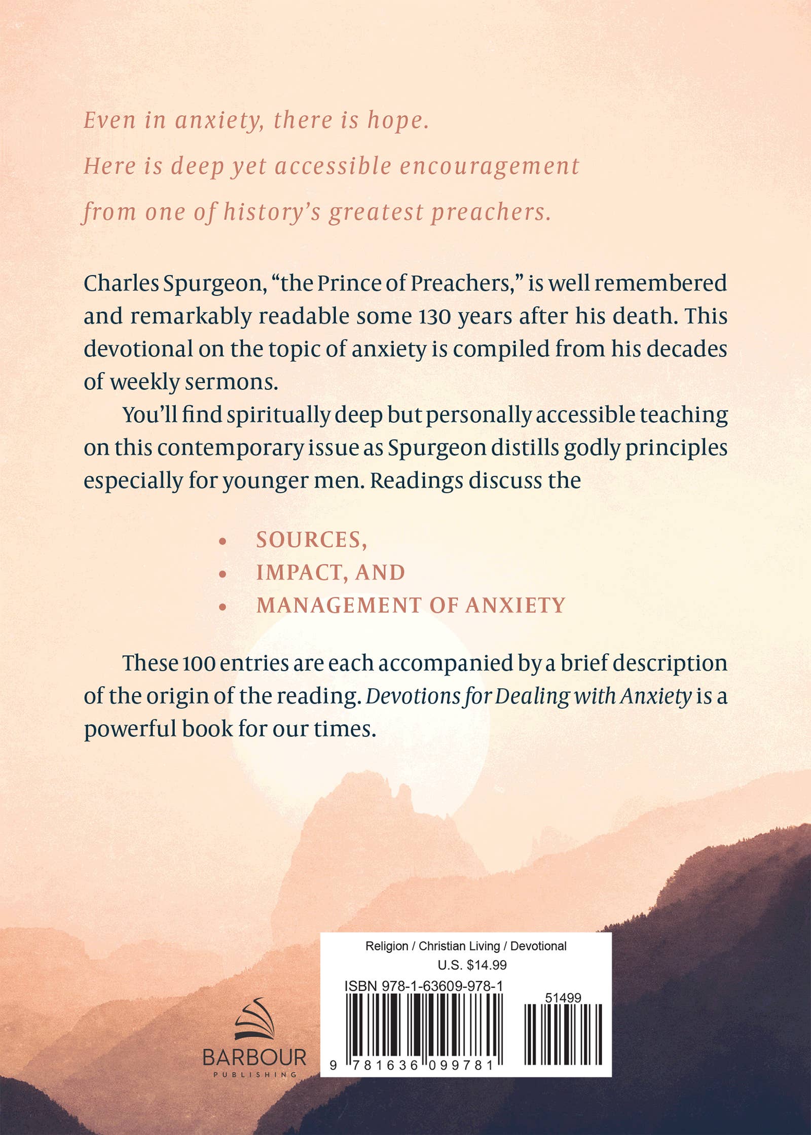 Devotions for Dealing with Anxiety : 100 Meditations for Men - With Purpose Boutique