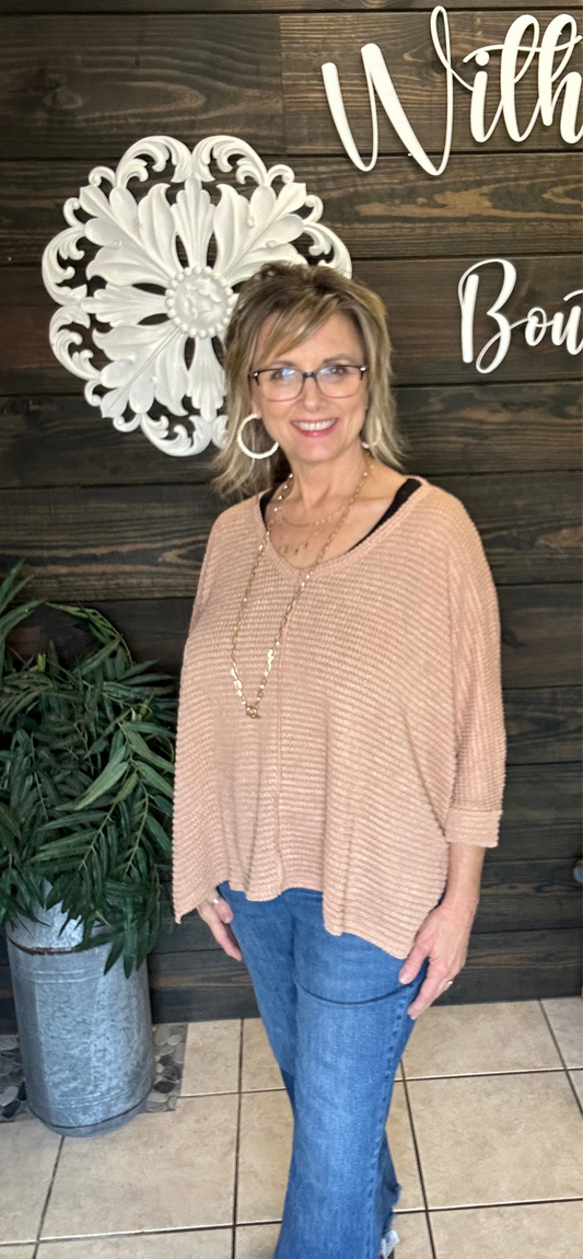 Dark Brush Waffle Knit Sweater