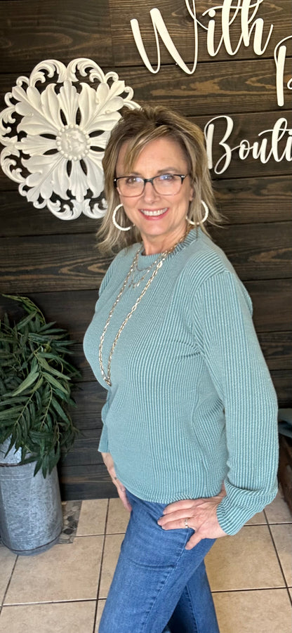 Jaded Ribbed Pull Over Top