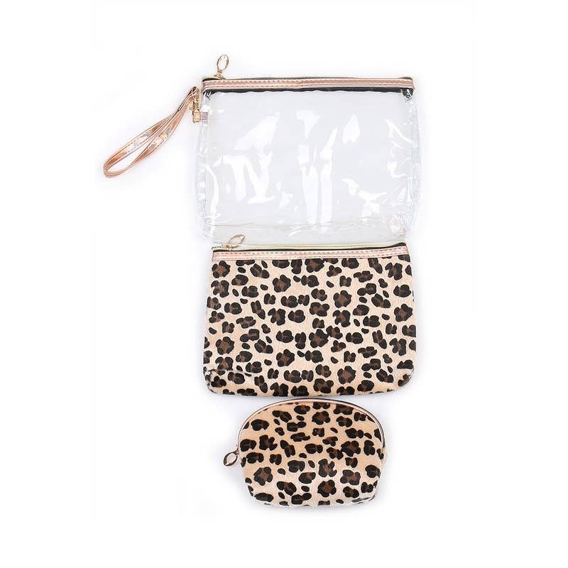 Leopard Cosmetic Pouch Set - With Purpose Boutique