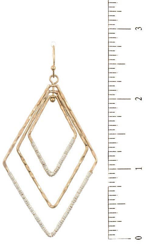 Multi Hammered Link Diamond Dangle Earring - With Purpose Boutique