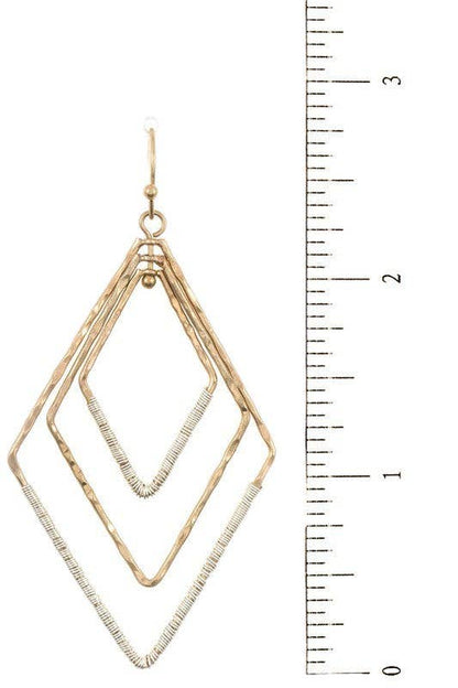 Multi Hammered Link Diamond Dangle Earring - With Purpose Boutique