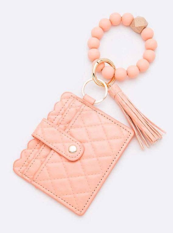 Quilted Beaded Keychain Bracelet Wallet