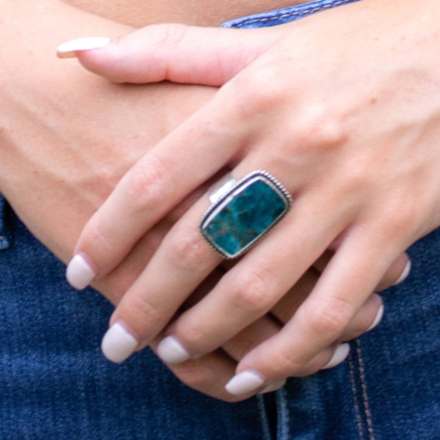 Handcrafted Kashi Semiprecious Stone Ring - Apatite - With Purpose Boutique