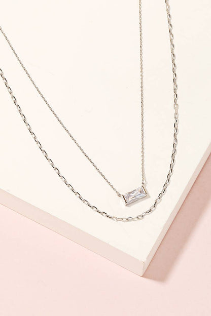 Rectangle Charm Layered Necklace