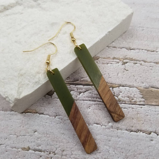 Bar Drop wooden earrings