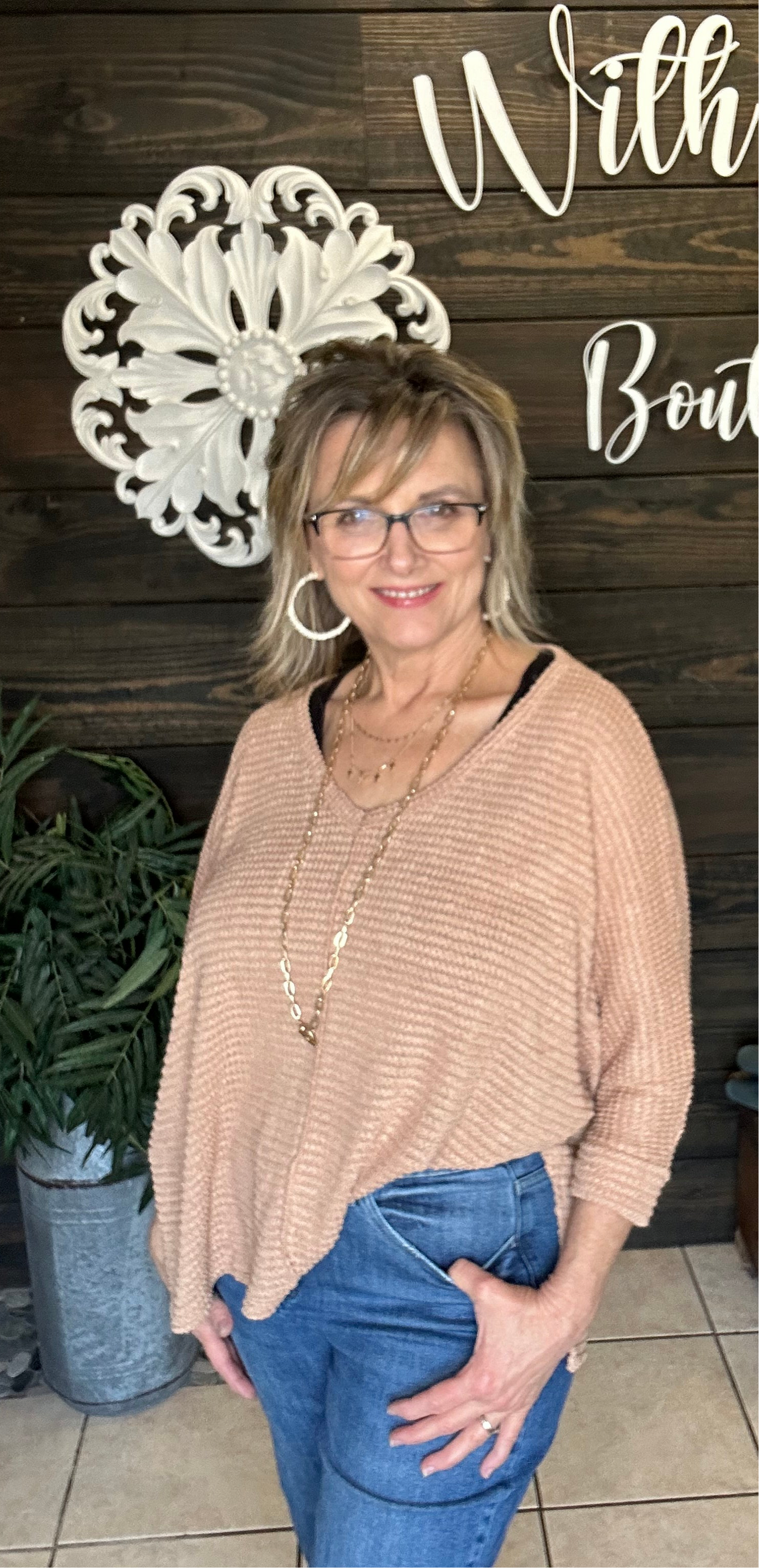 Dark Brush Waffle Knit Sweater
