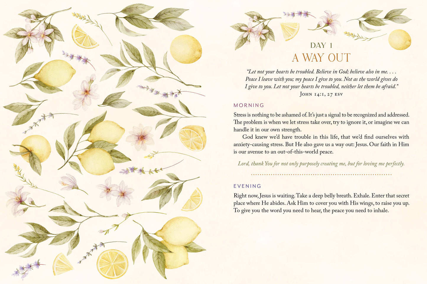 Page from a book with lemon illustrations and text on a white background