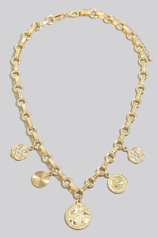 Mixed coins gold necklace