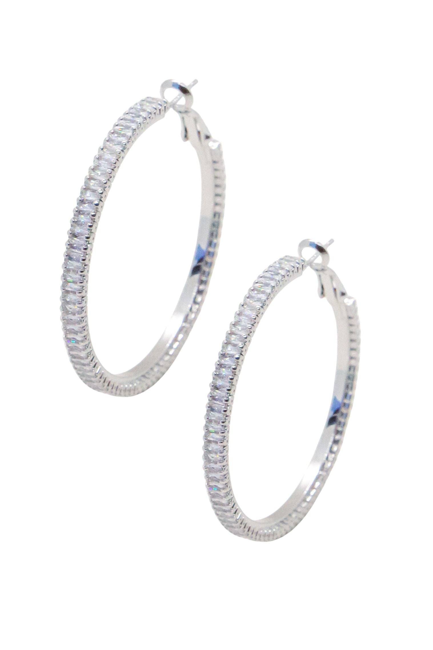Medium Silver Glow Frostbite Hoops - With Purpose Boutique