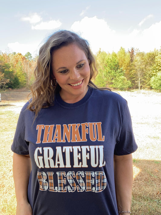 Thankful, Grateful, Blessed Tee - With Purpose Boutique