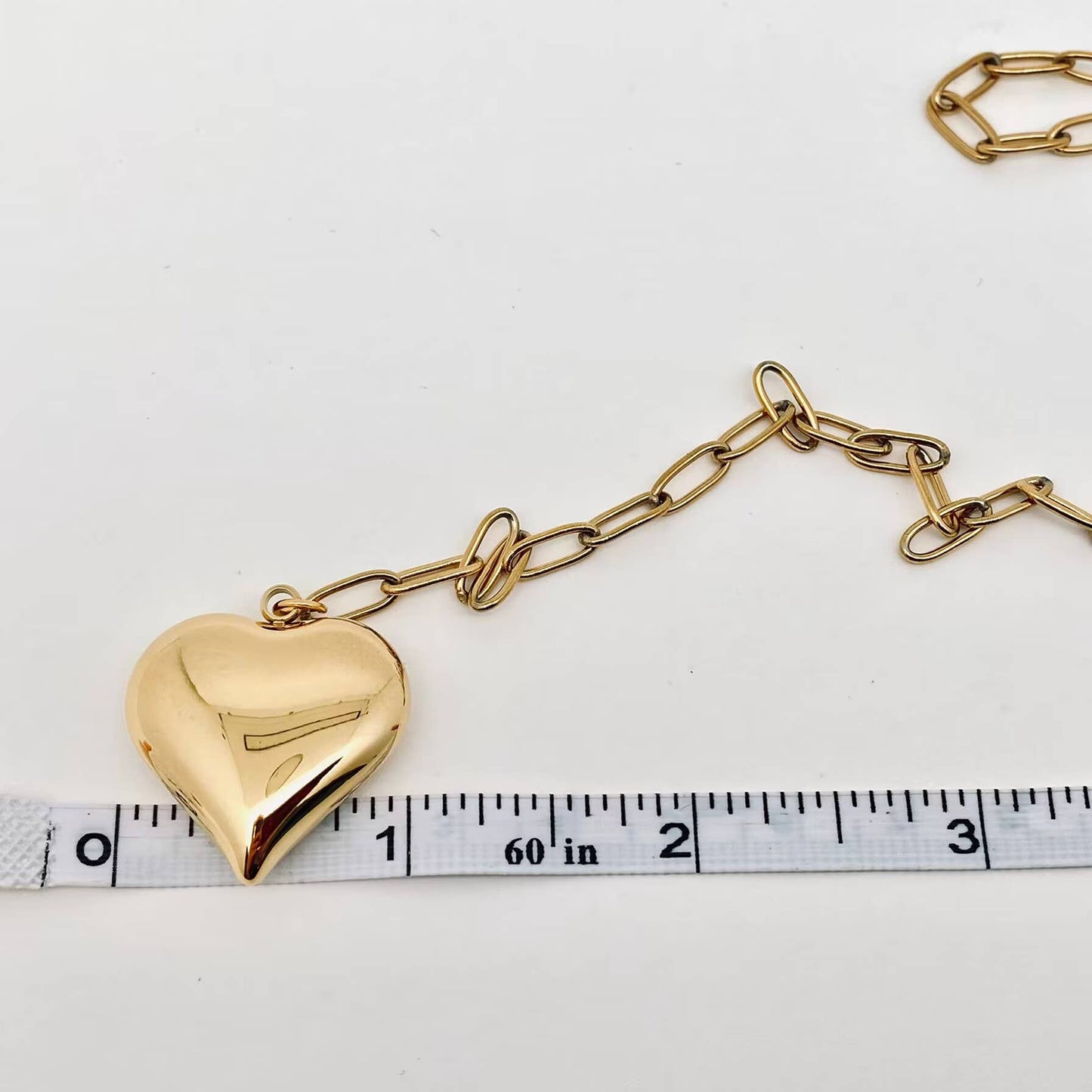 Paper Clip Design Chain Heart Charm Necklace - With Purpose Boutique