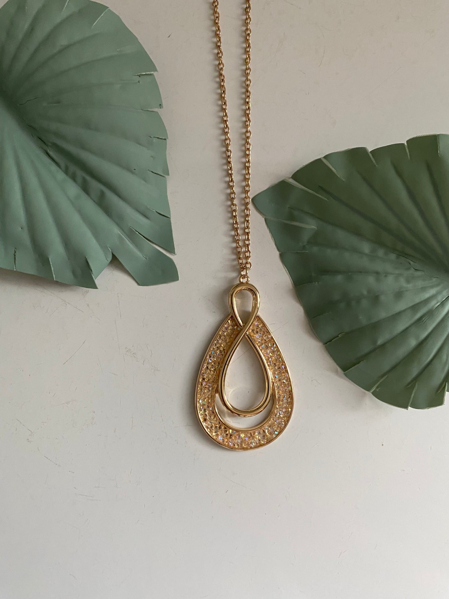 gold long statement necklace