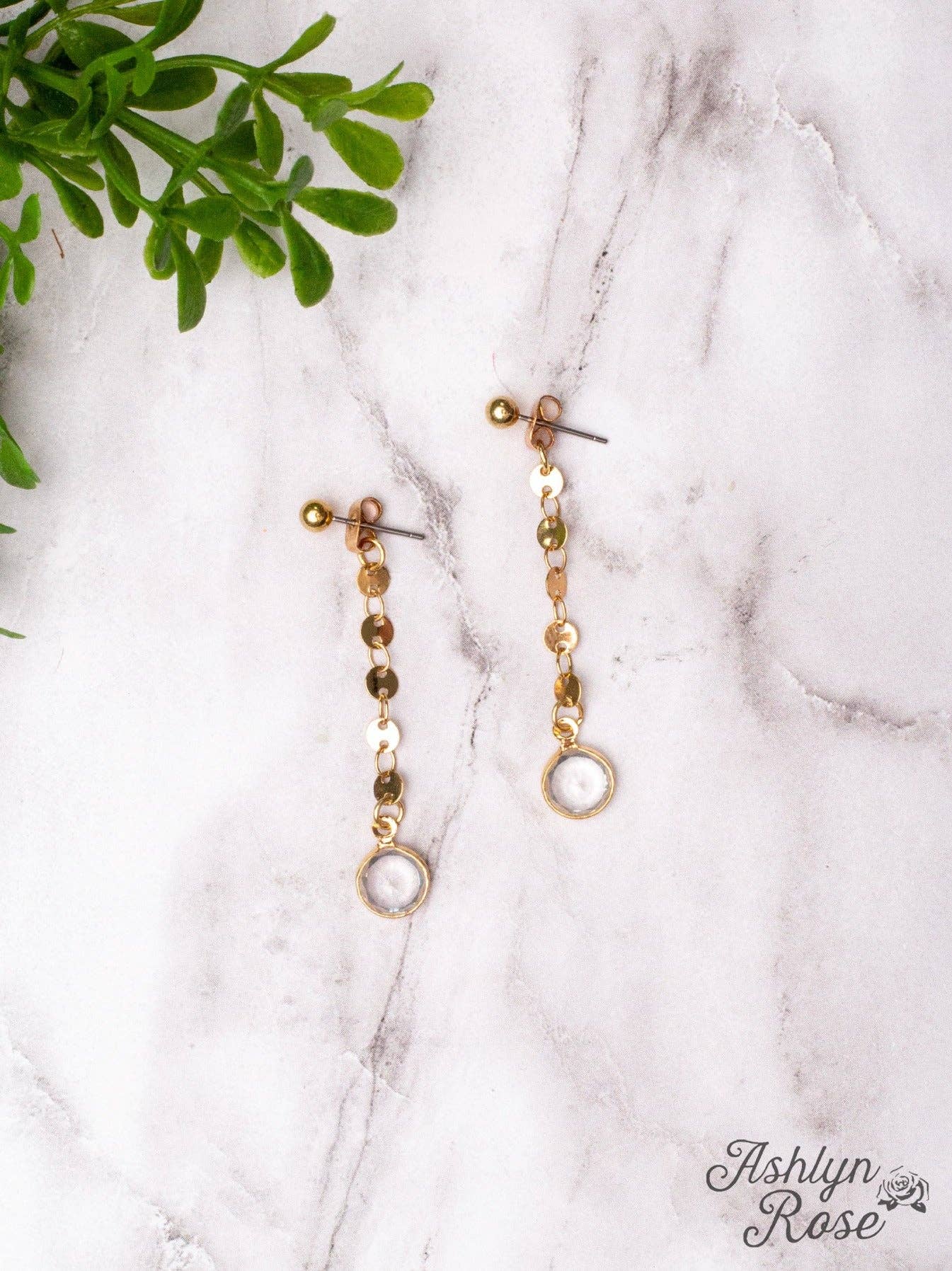 MAKING MEMORIES GOLD CRYSTAL DANGLE EARRINGS - With Purpose Boutique