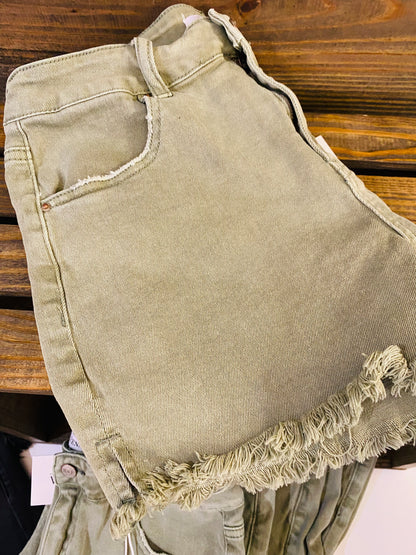 Acid Washed Frayed Shorts
