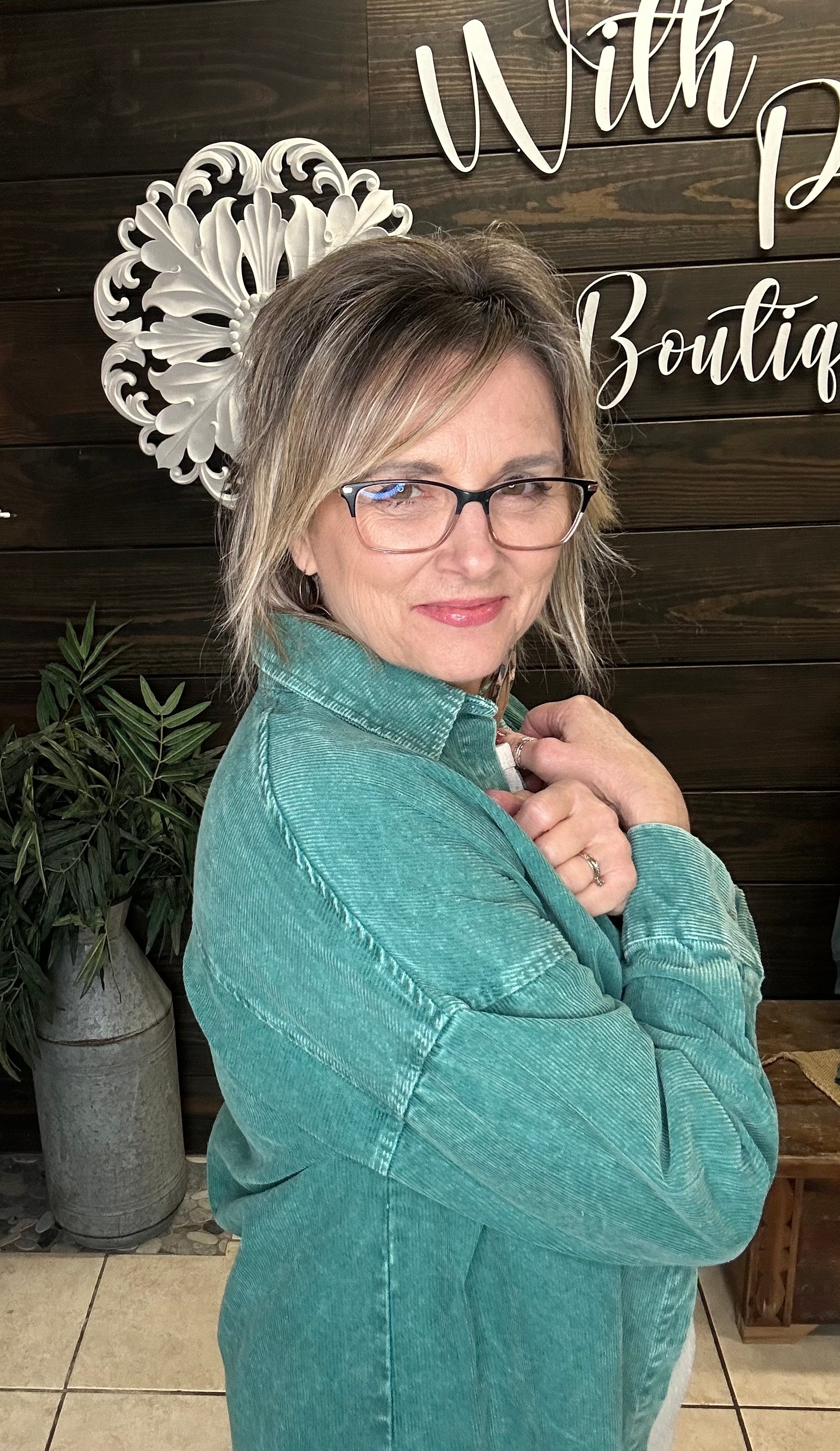Green Ribbed Shacket - With Purpose Boutique