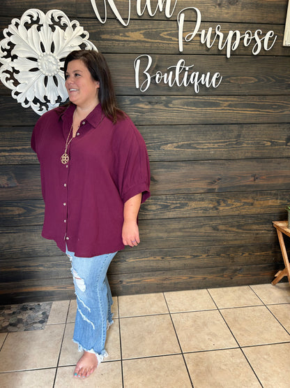 Plum Good Button up Tunic