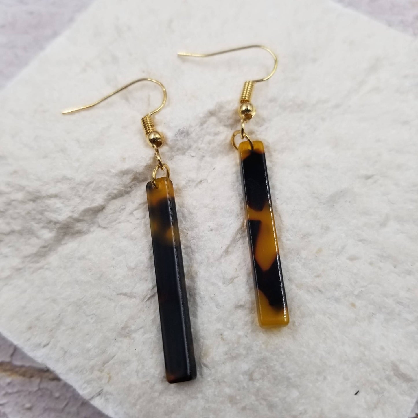 leopard colored resin stick earrings