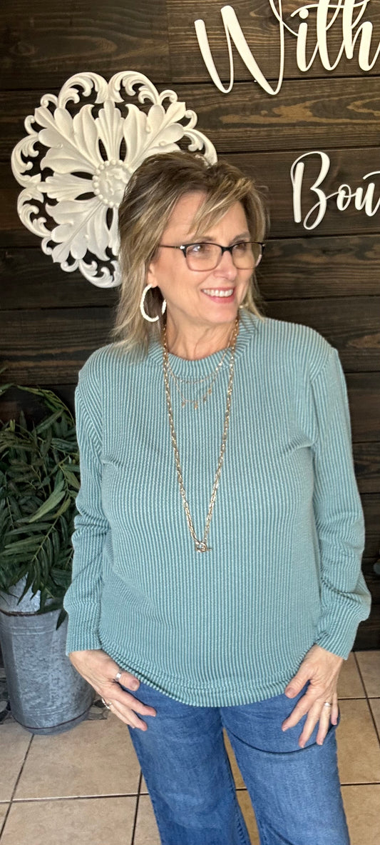 Jaded Ribbed Pull Over Top