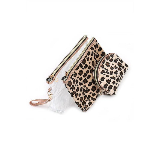 Leopard Cosmetic Pouch Set - With Purpose Boutique