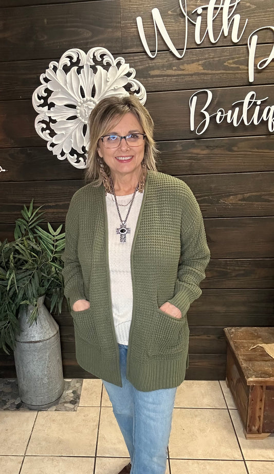 Waffle Knit Cardigan - With Purpose Boutique