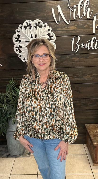 Olive Animal Top - With Purpose Boutique