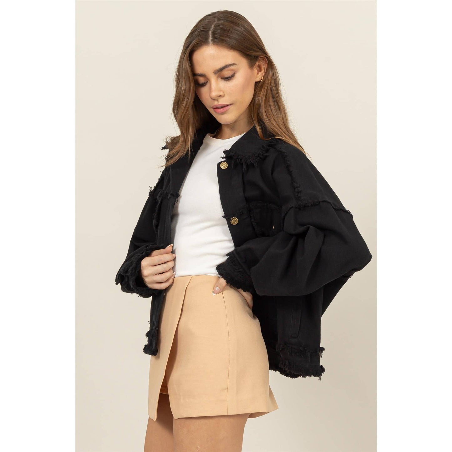 Oversized Frayed Denim Jacket - With Purpose Boutique