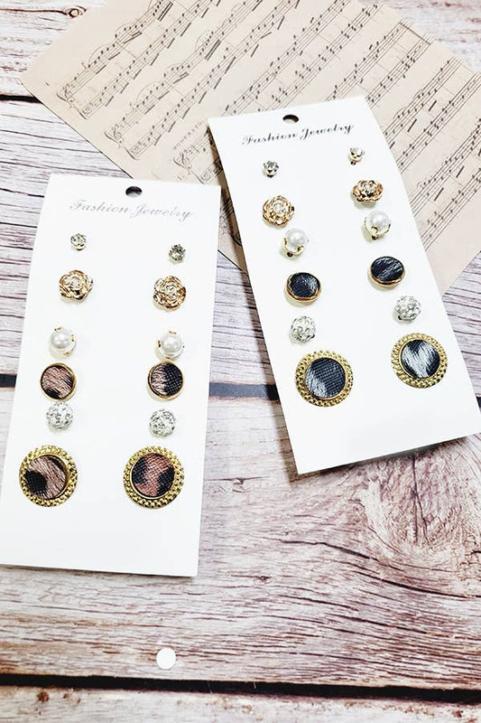Animal Print Stud Earrings Set - With Purpose Boutique