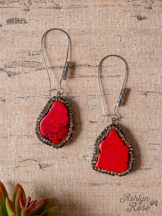YOU ROCK MY SOUL RHINESTONE FIRE RED STONE DANGLE EARRINGS - With Purpose Boutique