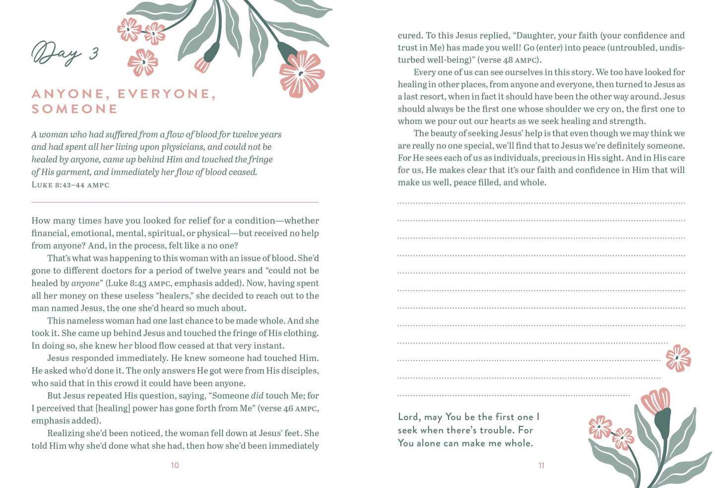 Page from a book or journal with text and floral designs on a white  background.