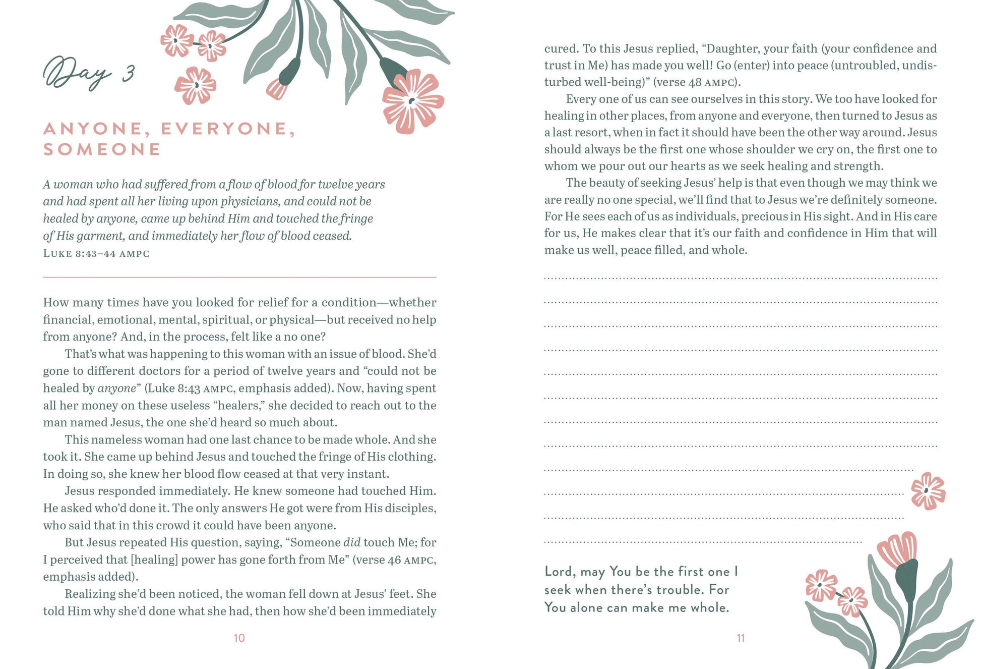 Page from a book or journal with text and floral designs on a white  background.