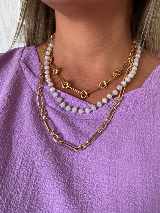 Layered White Chain Necklace