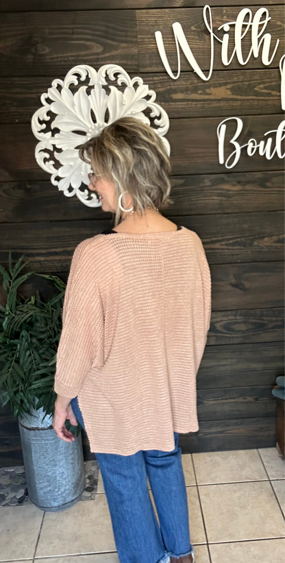 Dark Brush Waffle Knit Sweater