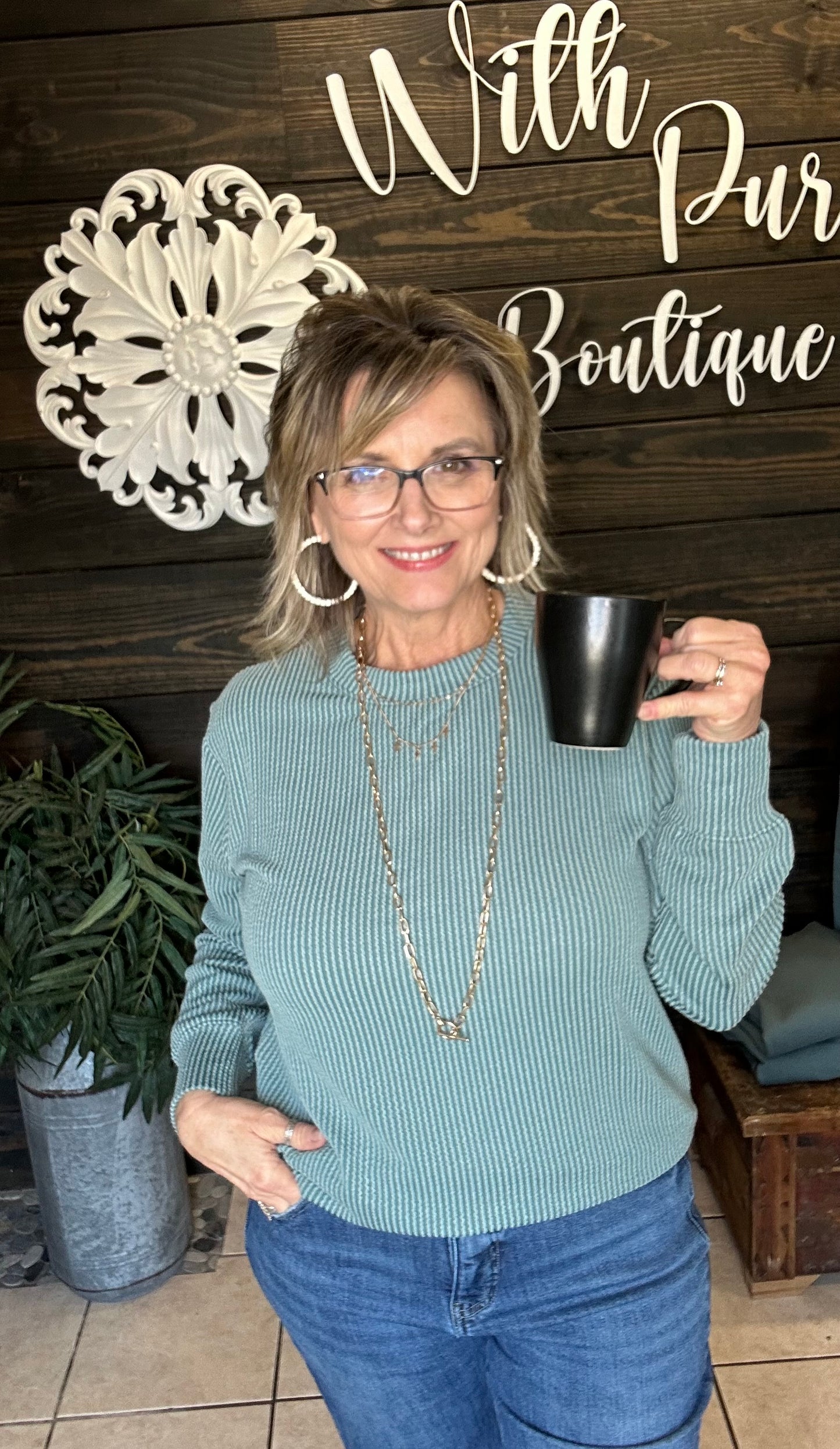Jaded Ribbed Pull Over Top