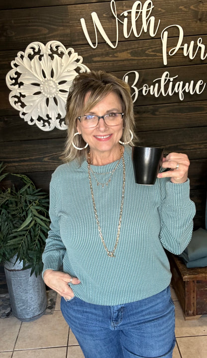 Jaded Ribbed Pull Over Top