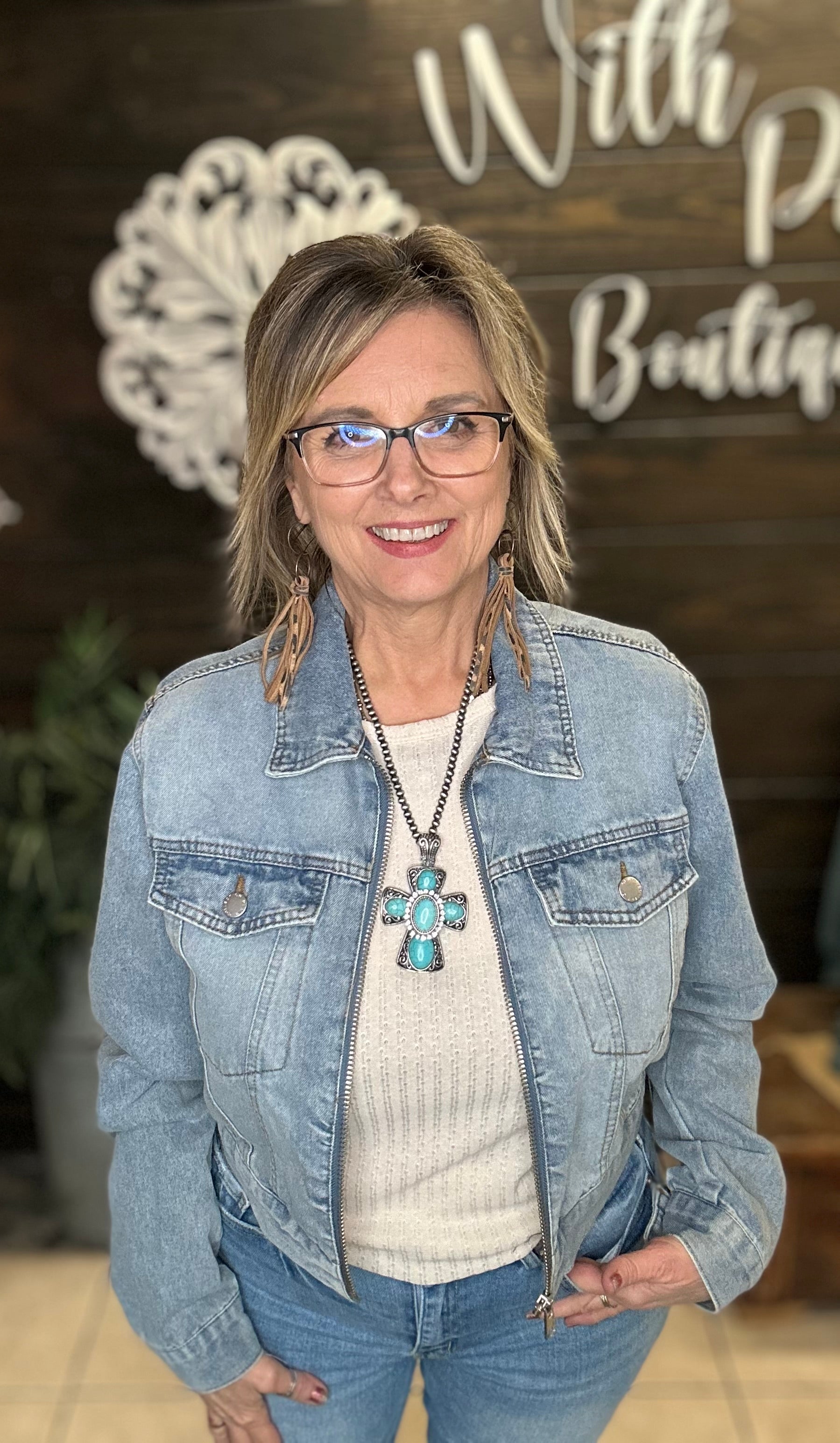 Zip-Up Denim Trucker Jacket - With Purpose Boutique