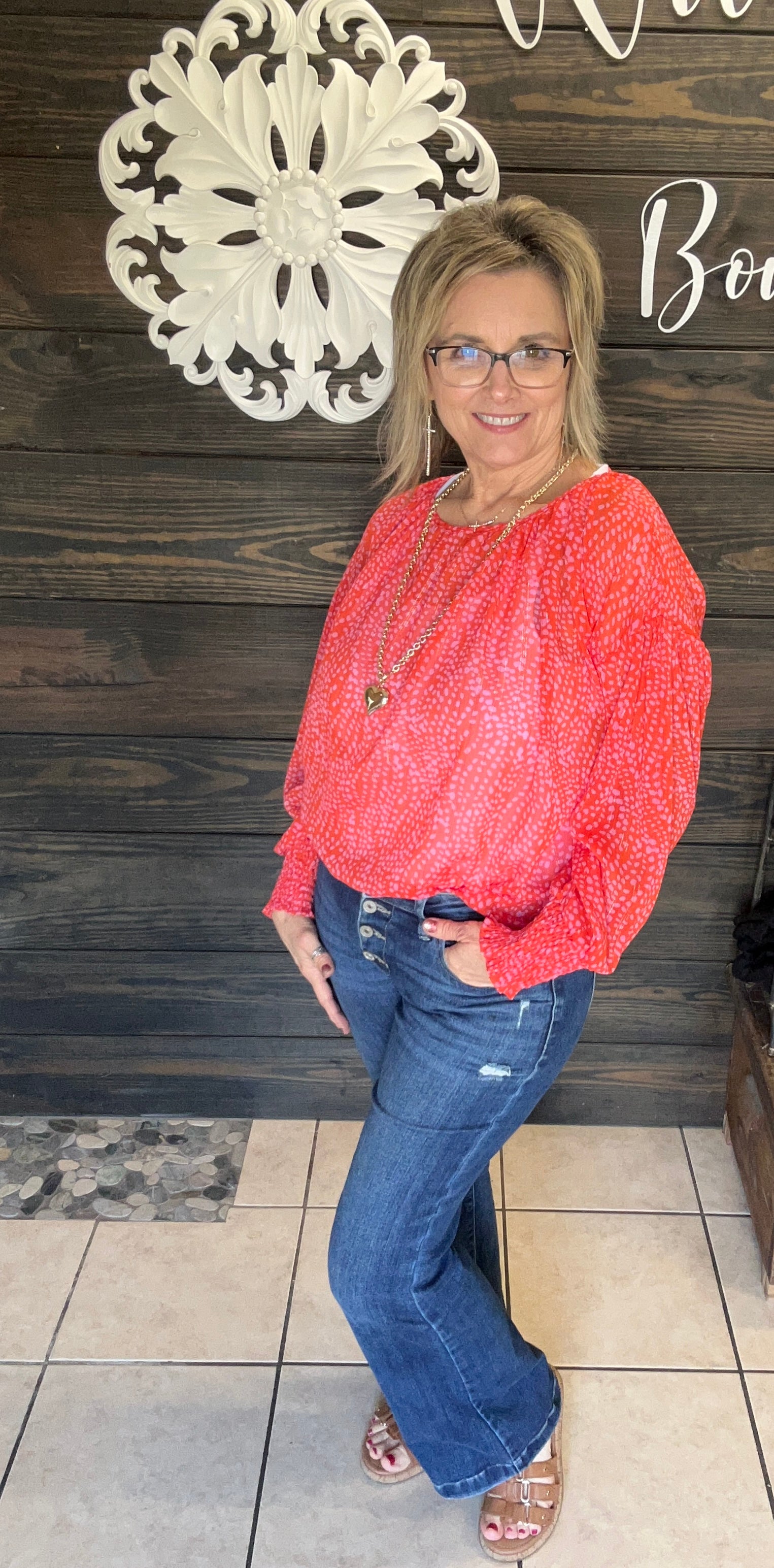Sheer Red Chic Blouse - With Purpose Boutique