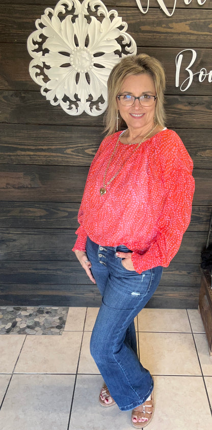 Sheer Red Chic Blouse - With Purpose Boutique