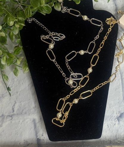 Pearl accent Paperchain Necklace - With Purpose Boutique
